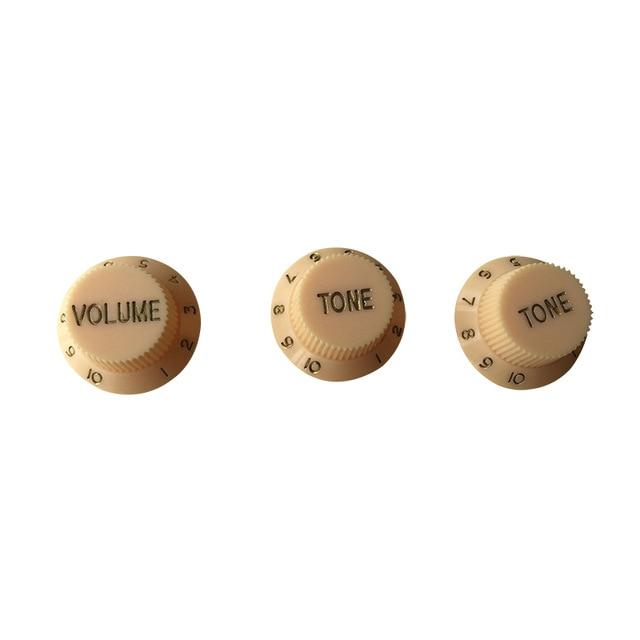 Guitar Vintage Plastic One Volume Two Tone Control Knobs for Fender ST Strat Stratocaster Guitar guitar knobs Big River Hardware Cream Yellow 