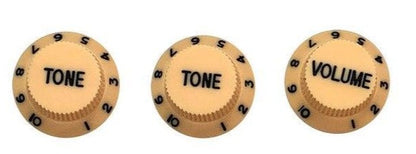 Guitar Vintage Plastic One Volume Two Tone Control Knobs for Fender ST Strat Stratocaster Guitar guitar knobs Big River Hardware Vintage yellow 