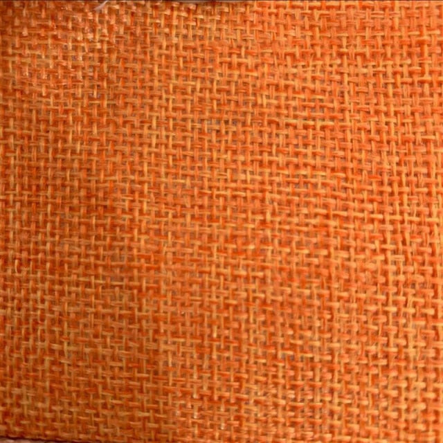 Orange vintage-style speaker cloth – thick linen burlap fabric for speaker grille restoration, offering acoustic transparency and a classic retro look