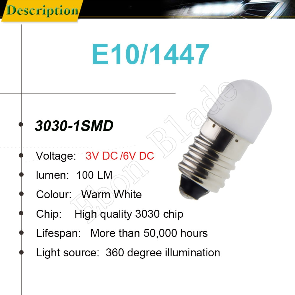 10Pcs  #46 6.3V .25A Screw Base Antique Radio Dial Lamps Fender Amp Pilot LED Mini Bulbs