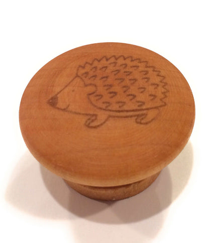 Rustic Cabinet Pulls Laser Engraved -Hedgehog Home Knobs Big River Hardware Oilfinish 