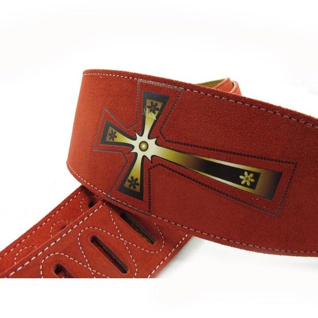 Two layer Leather Guitar Cross Strap High Quality Strap Guitar Strap Big River Hardware Red 