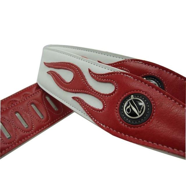 Vorson guitar straps bass straps personality leather red flame series guitar strap accessories Guitar Strap Big River Hardware 01 