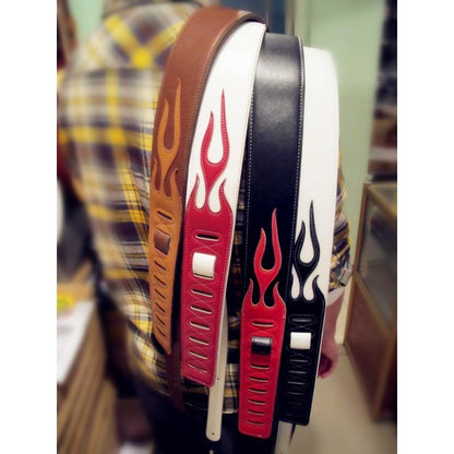 Vorson guitar straps bass straps personality leather red flame series guitar strap accessories Guitar Strap Big River Hardware 