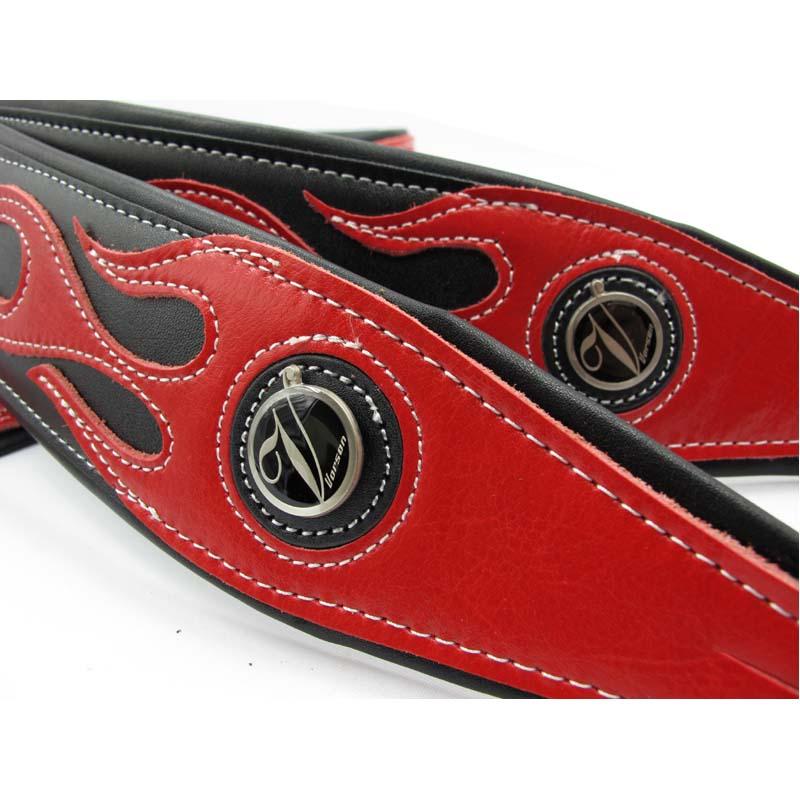 Vorson guitar straps bass straps personality leather red flame series guitar strap accessories Guitar Strap Big River Hardware 