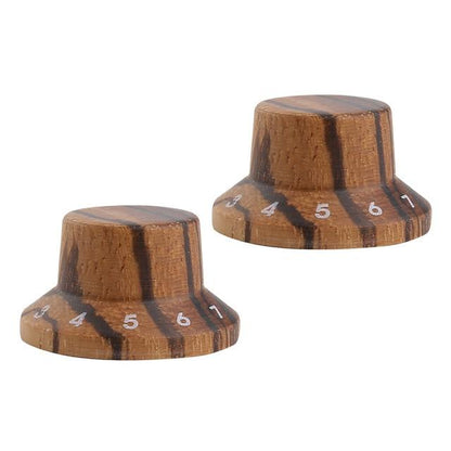 Wood Knobs LP/Strat Style Bell Knobs Guitar Control Knob Big River Hardware 2 pcs Zebra Wood 