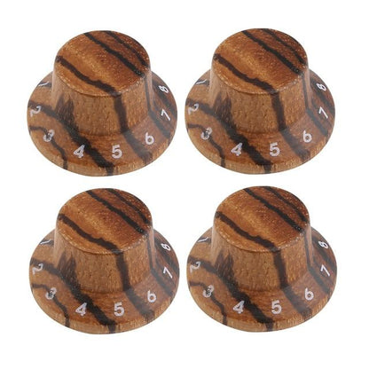 Wood Knobs LP/Strat Style Bell Knobs Guitar Control Knob Big River Hardware 4 pcs Zebra Wood 