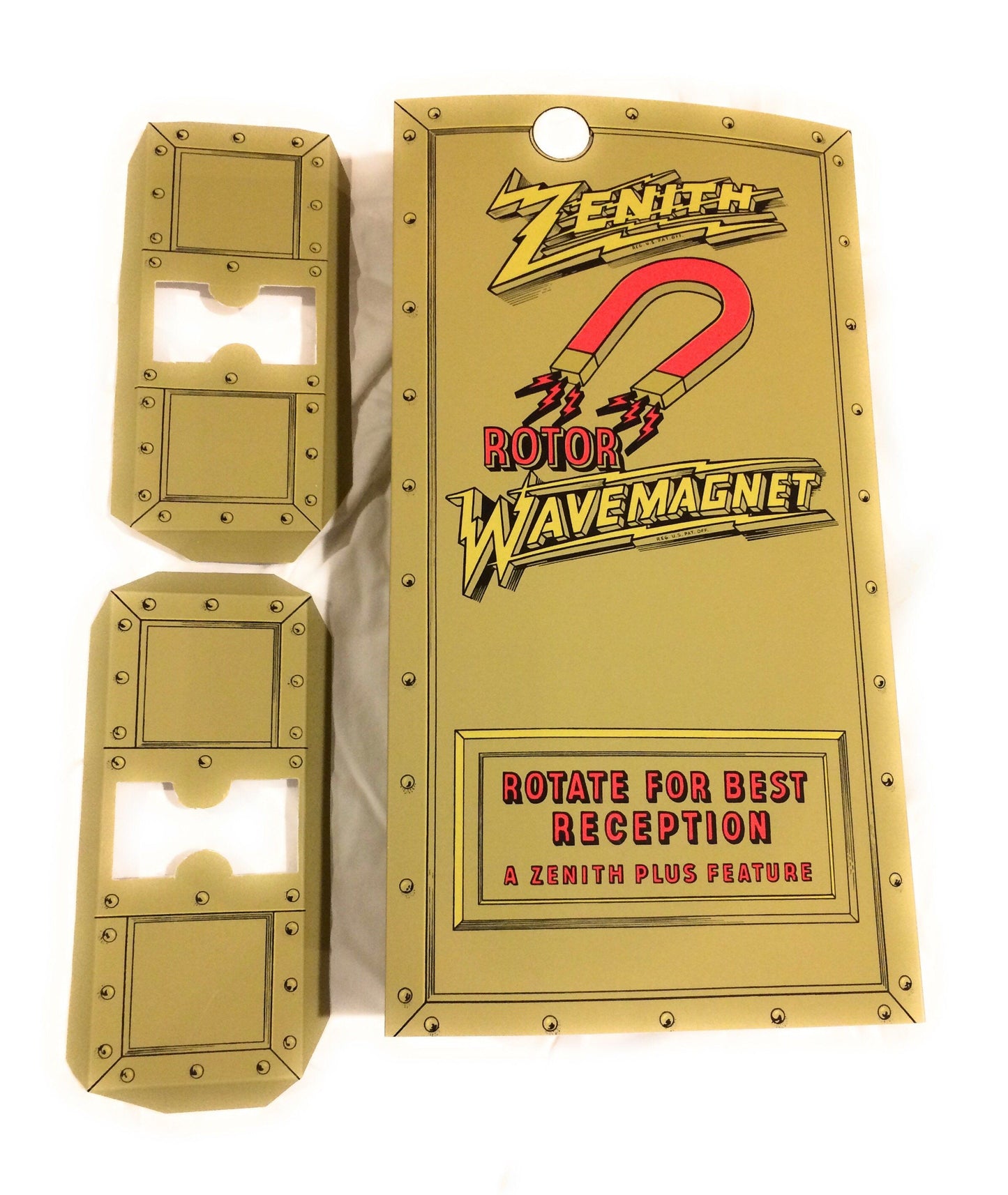 Zenith Wave Magnet Antenna Box -Antique Radio Repair Kit Radio Parts Big River Hardware Gold 
